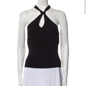 Jonathan Simkhai Black Halter Keyhole Ribbed Knit Tank Top - Women